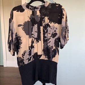 Silk black cream and gray blouse